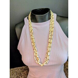 Vintage Multi-Strand Cream & Beige Beaded Necklace